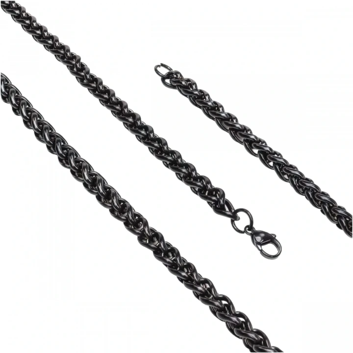 Moncuk Design Siyah Renk Çelik Kolye 6Mm 3351CEK019