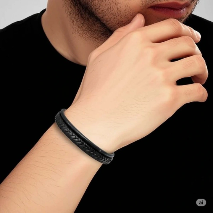 Moncuk Design Siyah Renk Çoklu Deri Bileklik 33513B5D1