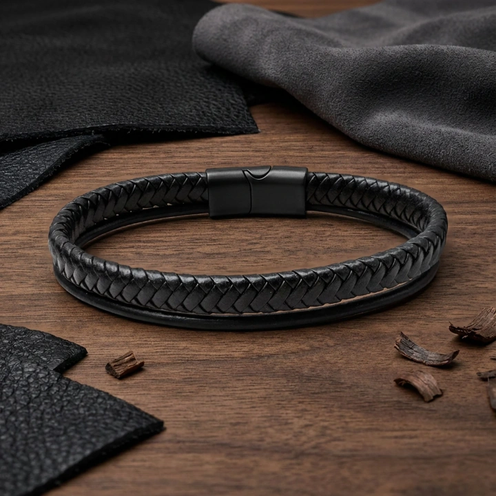 Moncuk Design Siyah Renk Çoklu Deri Bileklik 33513B5D1