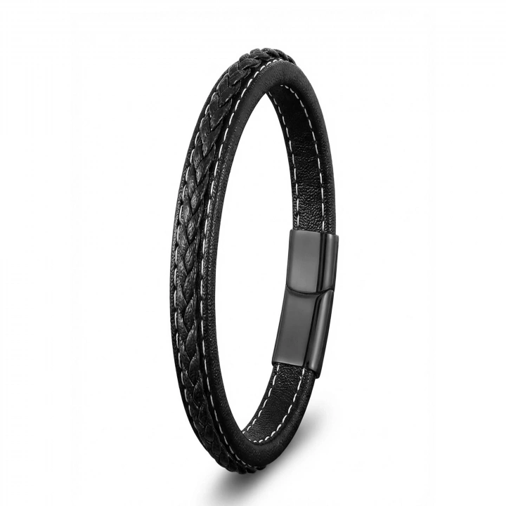 Moncuk Design Siyah & Siyah Saç Örgülü Deri Ve Çelik Bileklik 33513B8D12