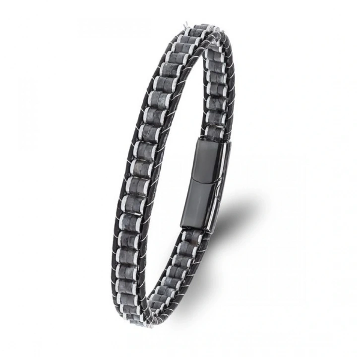 Moncuk Design Spektrolit & Hematit Çelik Örgülü Deri Bileklik 33512B22D9