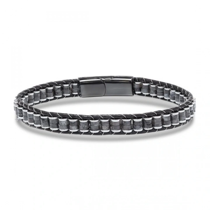 Moncuk Design Spektrolit & Hematit Çelik Örgülü Deri Bileklik 33512B22D9