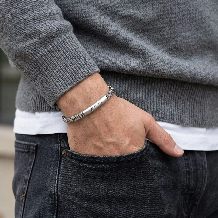 Moncuk Design Tekli 4mm Kral Model Çelik Zincir Erkek Bileklik – Çelik Kilitli 33515B2D5