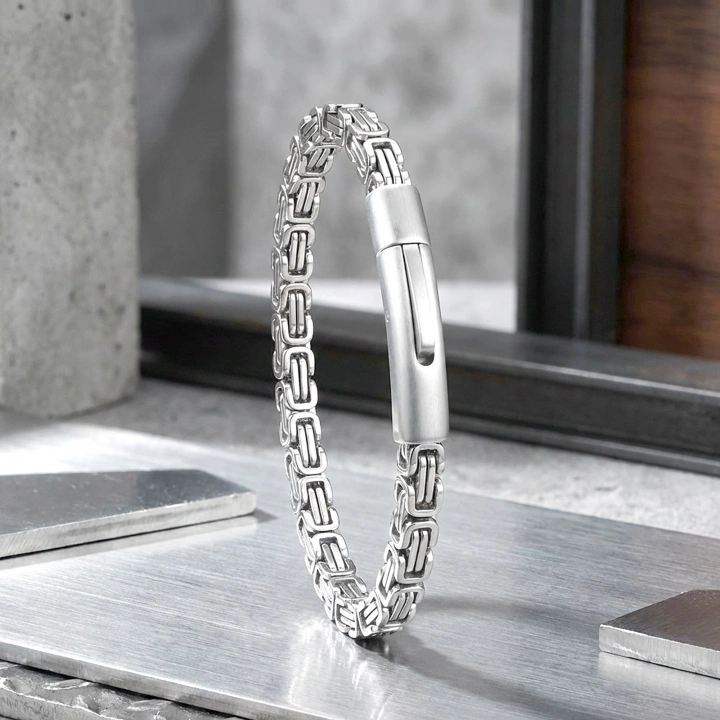 Moncuk Design Tekli 4mm Kral Model Çelik Zincir Erkek Bileklik – Çelik Kilitli 33515B2D5
