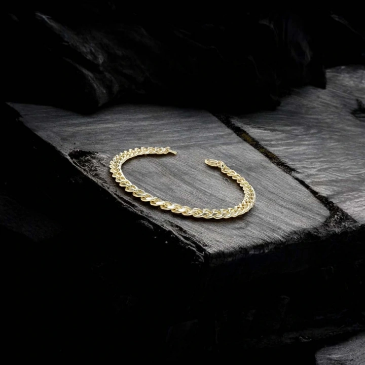 Moncuk Design Yassı Mariner Sarı Çelik Zincir Bileklik 1.6X6Mm 3351CZB1D85