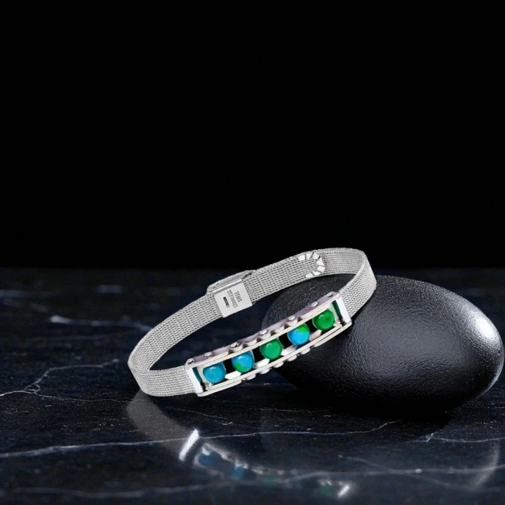 Moncuk Design Yeşil Akik Ve Paslanmaz Çelik Bileklik 33512B23D2