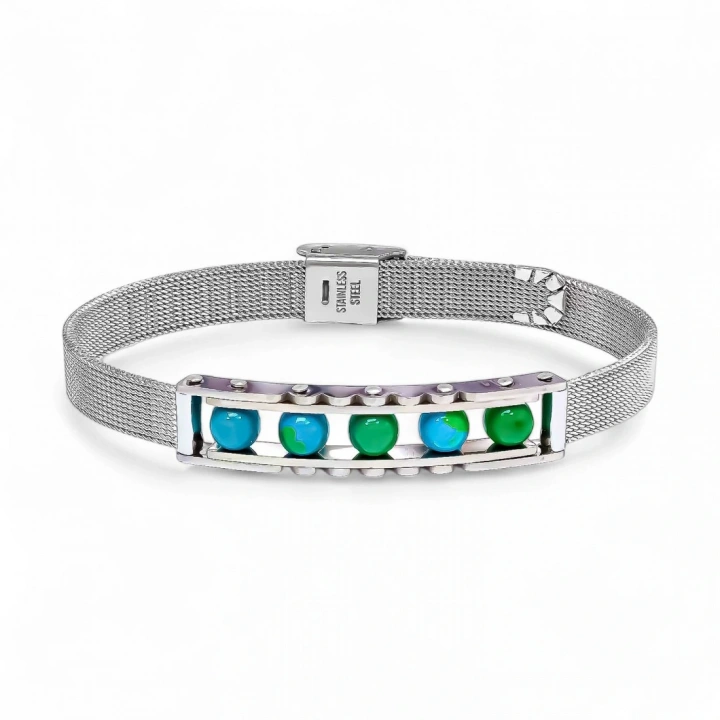 Moncuk Design Yeşil Akik Ve Paslanmaz Çelik Bileklik 33512B23D2