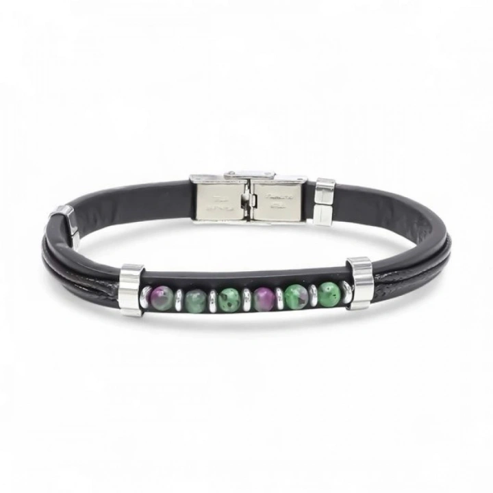 Moncuk Design Zümrüt Taşlı Deri Bileklik 33511G6D5M