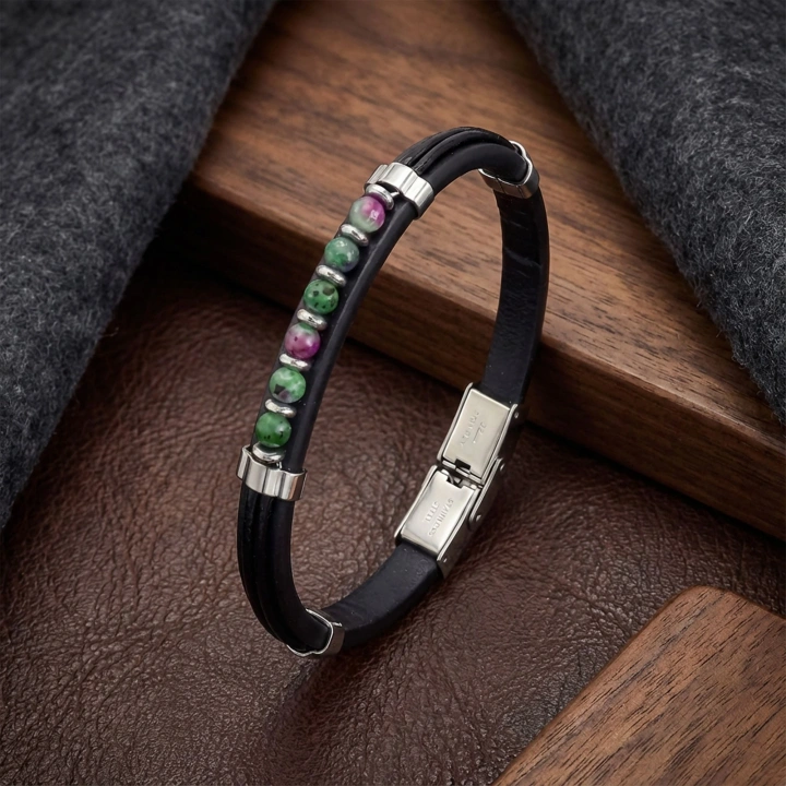 Moncuk Design Zümrüt Taşlı Deri Bileklik 33511G6D5M