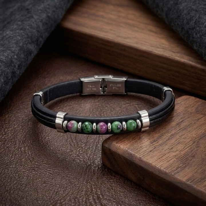 Moncuk Design Zümrüt Taşlı Deri Bileklik 33511G6D5M