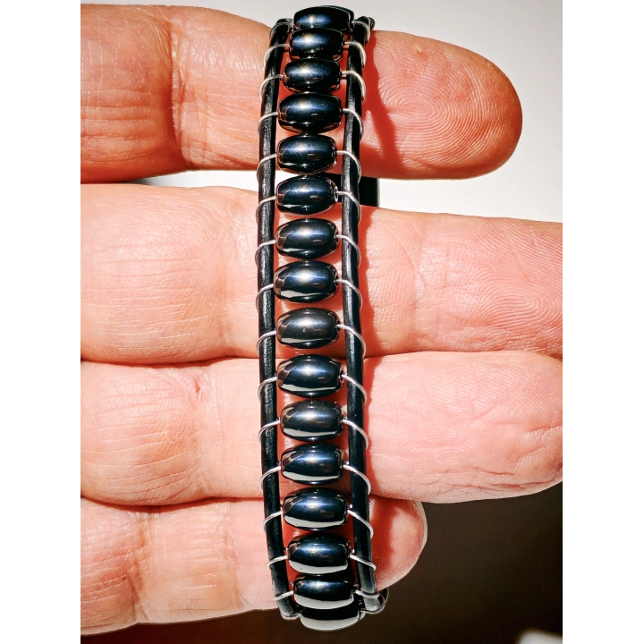 Oval Taşlı Koyu Gri Erkek Bileklik - Sevgililer Günü Hediyesi