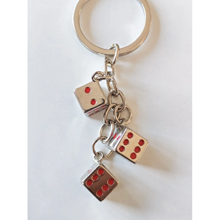 Tavla Zarlarından Metal Anahtarlık