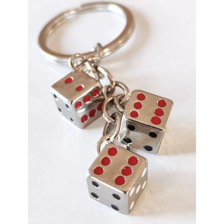 Tavla Zarlarından Metal Anahtarlık