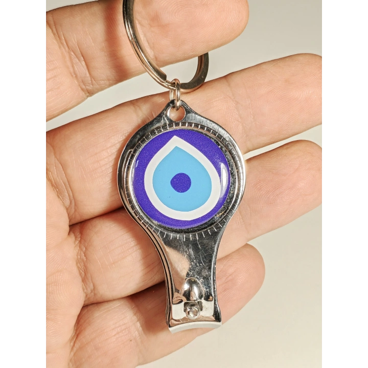 Nazar Boncuk Desenli Tırnak Makaslı Anahtarlık