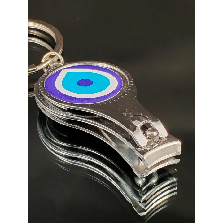 Nazar Boncuk Desenli Tırnak Makaslı Anahtarlık