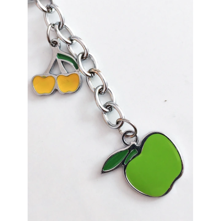 Sarı ve Yeşil Elmalarla Metal Anahtarlık