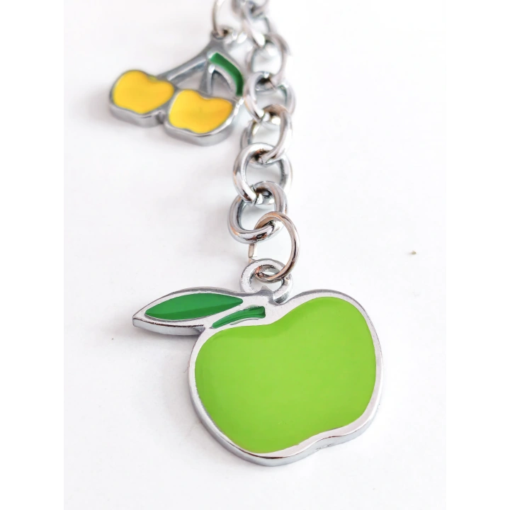 Sarı ve Yeşil Elmalarla Metal Anahtarlık