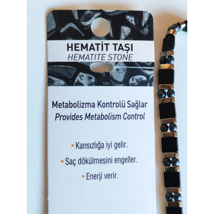 Siyah Hematit Taşlı Ayarlanabilir Erkek Bileklik