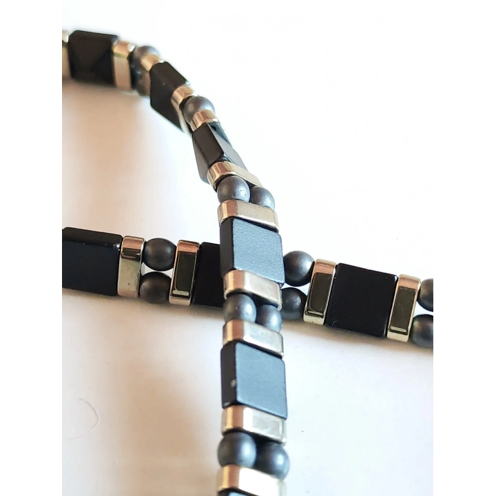 Siyah Hematit Taşlı Ayarlanabilir Erkek Bileklik