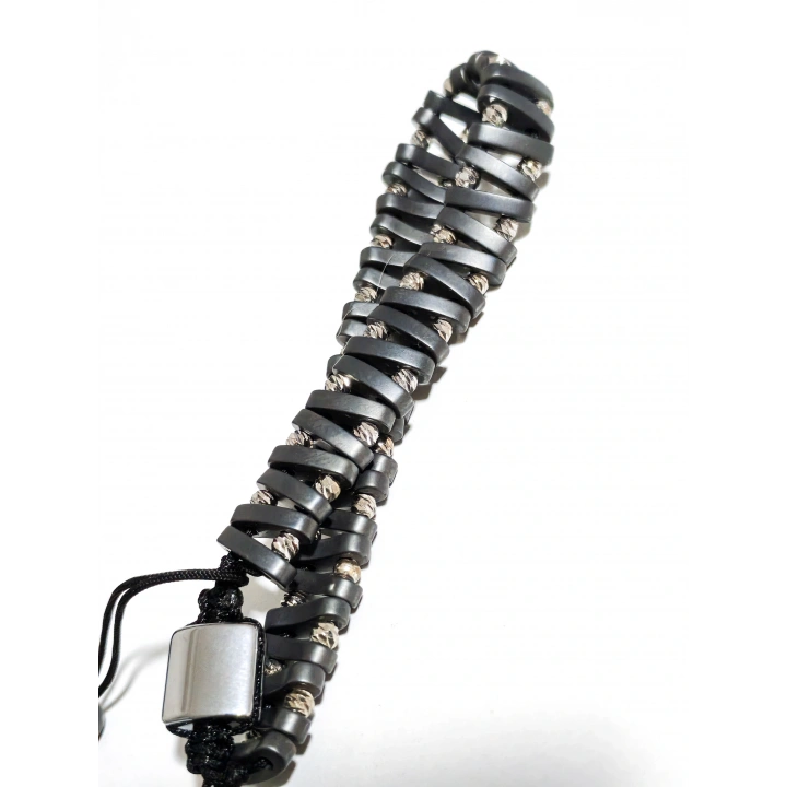 Mat Gri Hematit Taşlı Ayarlanabilir Erkek Bileklik