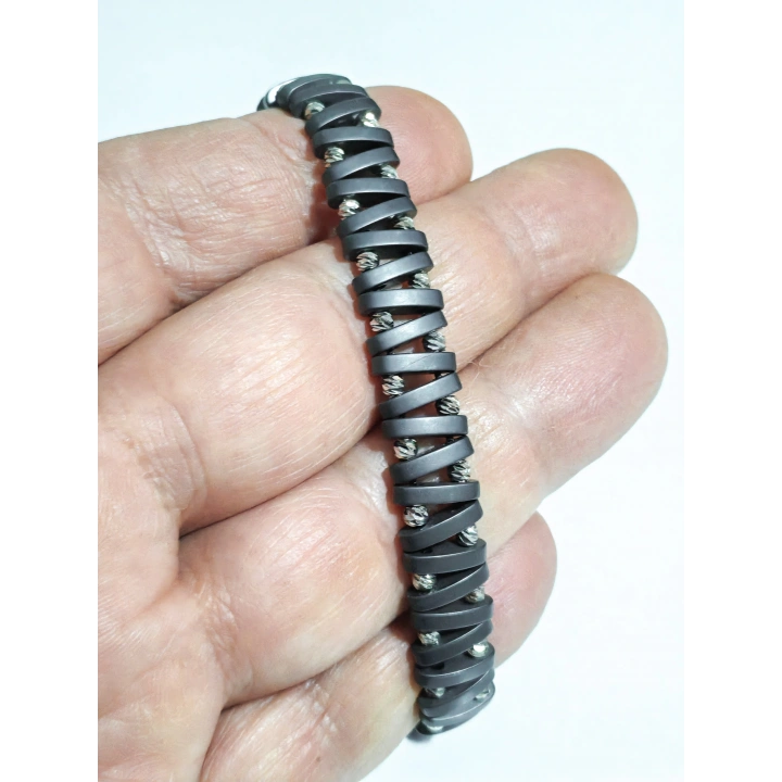 Mat Gri Hematit Taşlı Ayarlanabilir Erkek Bileklik