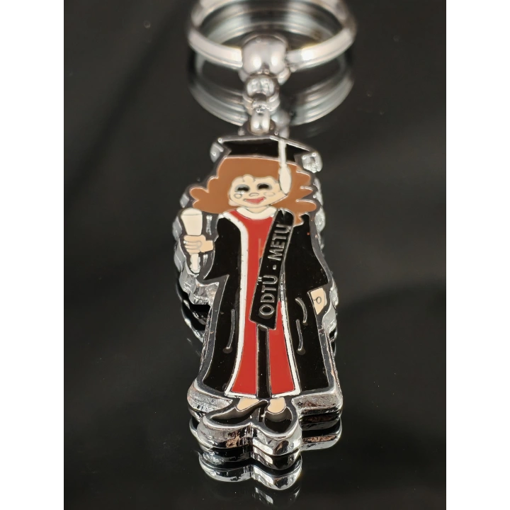 Kız Mezun Öğrenci Metal Anahtarlık