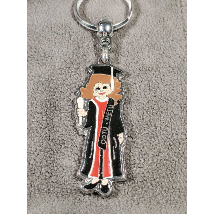 Kız Mezun Öğrenci Metal Anahtarlık