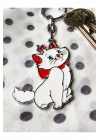 Kırmızı Kurdelalı ve Papyonlu Beyaz Renkli Şirin kedi Anahtarlık