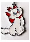 Kırmızı Kurdelalı ve Papyonlu Beyaz Renkli Şirin kedi Anahtarlık