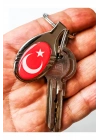 Kırmızı Türk Bayraklı Oval Metal Anahtarlık
