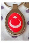 Kırmızı Türk Bayraklı Oval Metal Anahtarlık
