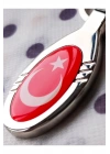 Kırmızı Türk Bayraklı Oval Metal Anahtarlık
