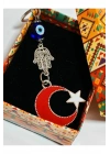 Metal Ay Yıldızlı Türk Bayraklı ve Metal Fatımanın Eli-Hamsalı Anahtarlık