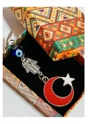 Metal Ay Yıldızlı Türk Bayraklı ve Metal Fatımanın Eli-Hamsalı Anahtarlık