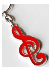 Kırmızı Renkli Sol Notalı Metal Anahtarlık