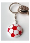 Kırmızı Beyaz Milli Takım Temalı - Yarım Futbol Topu - Arkası Aynalı Anahtarlık