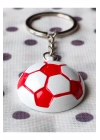 Kırmızı Beyaz Milli Takım Temalı - Yarım Futbol Topu - Arkası Aynalı Anahtarlık