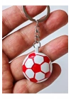 Kırmızı Beyaz Milli Takım Temalı - Yarım Futbol Topu - Arkası Aynalı Anahtarlık