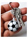 Siyah Beyaz Futbol Takımı Temalı - Yarım Futbol Topu - Arkası Aynalı Anahtarlık