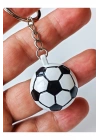 Siyah Beyaz Futbol Takımı Temalı - Yarım Futbol Topu - Arkası Aynalı Anahtarlık