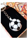 Siyah Beyaz Futbol Takımı Temalı - Yarım Futbol Topu - Arkası Aynalı Anahtarlık