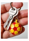 Sarı Kırmızı Futbol Takımı Temalı - Yarım Futbol Topu - Arkası Aynalı Anahtarlık