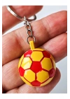 Sarı Kırmızı Futbol Takımı Temalı - Yarım Futbol Topu - Arkası Aynalı Anahtarlık