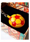 Sarı Kırmızı Futbol Takımı Temalı - Yarım Futbol Topu - Arkası Aynalı Anahtarlık