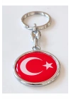 Kırmızı Türk Bayraklı Metal ve plAnahtarlık