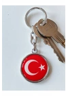Kırmızı Türk Bayraklı Metal ve plAnahtarlık