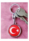 Kırmızı Türk Bayraklı Metal ve plAnahtarlık