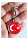 Kırmızı Türk Bayraklı Metal ve plAnahtarlık