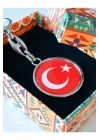 Kırmızı Türk Bayraklı Metal ve plAnahtarlık