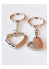 Çiftlere Özel İçiçe Kalp Şeklinde Metal İkiz Anahtarlık